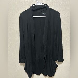 Eileen Fisher Black Viscose Blend Open Front Cardigan Size Large